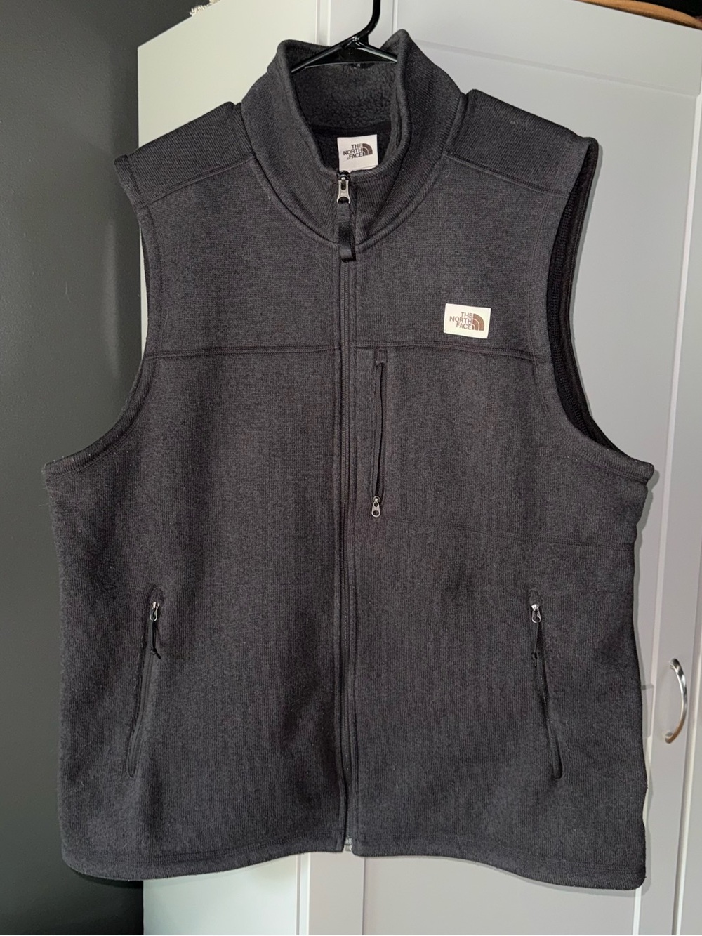 The North Face Men’s Charcoal Black Fleece Vest with Zip Pockets
